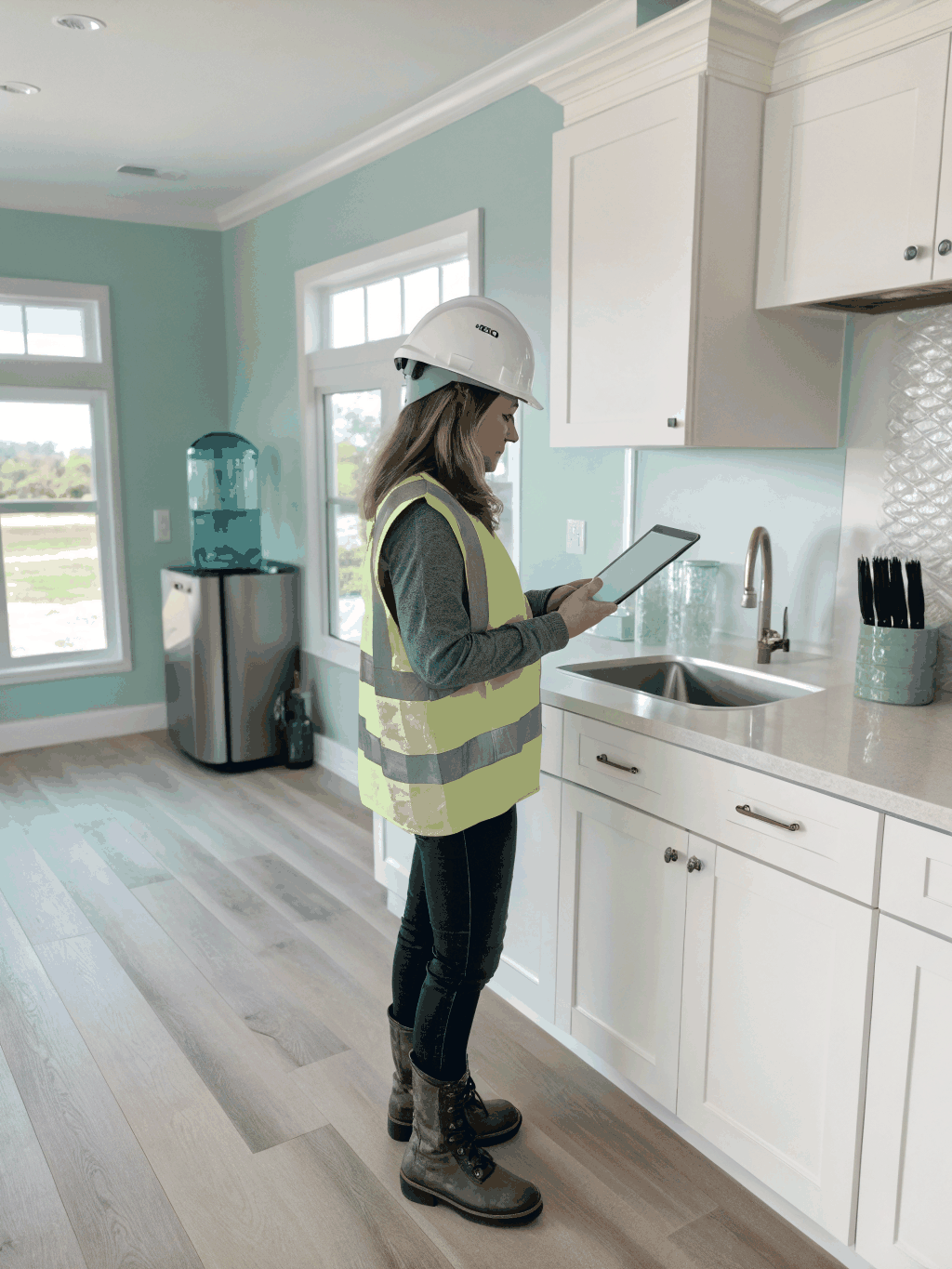 Sarah Jenkins, Repair Specialist, testing a water dispenser